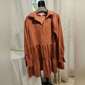 She and Sky Terracotta Long Sleeve Dress